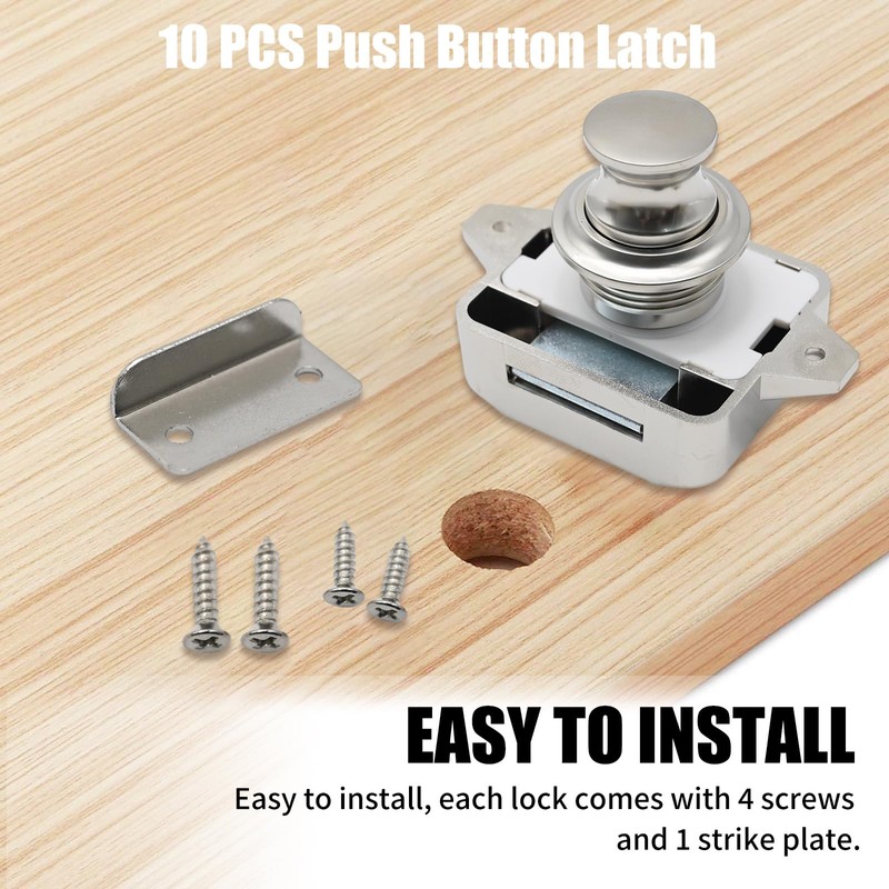 Hoypeyfiy Set of 10 Push Button Latch Cabinet Door Catch