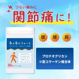 プロテオグリカン サプリメント サプリ Ⅱ型コラーゲン複合体 30日分 サンゴカルシウム ビタミンB ビタミンD ビタミンE 配合 るんるんウォーク