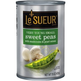 Le Sueur Very Young Small Sweet Peas with Mushrooms & Pearl Onions 15 Oz (Pack of 3)