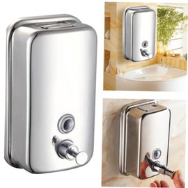 WOONEKY Elegance Meets Functionality: Stainless Steel Wall-Mounted Soap Dispenser Large Storage Wall Mount Hand Wash Pump for Bathrooms