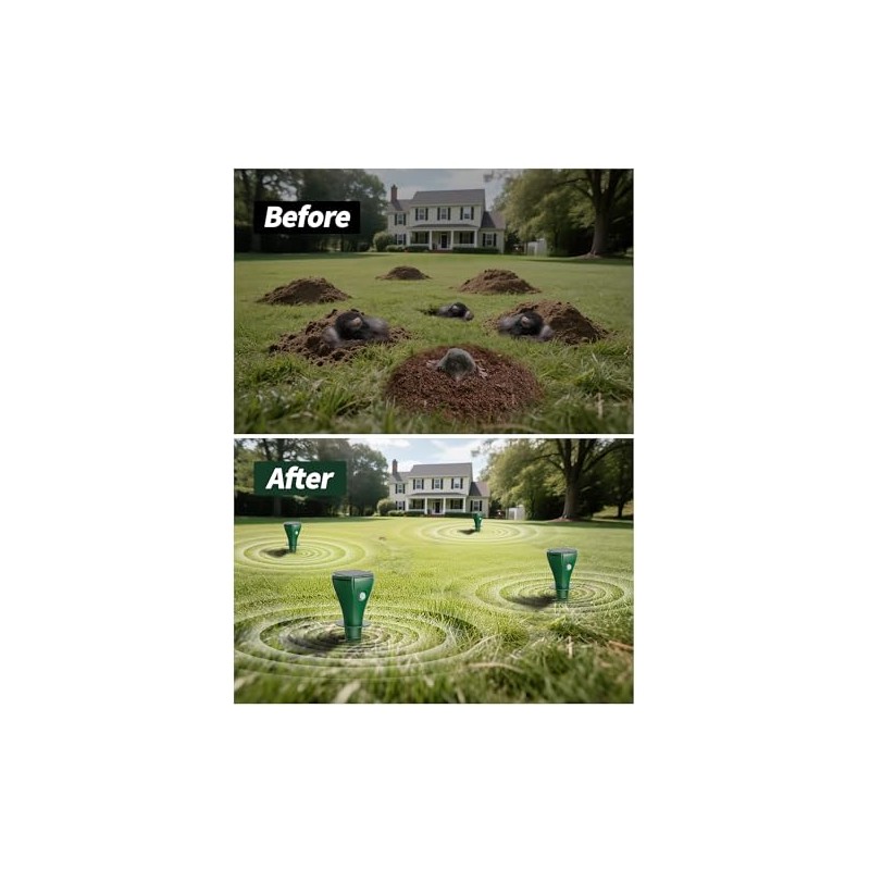 Mole Repellent Solar Powered for Lawns,Waterproof Gopher & Groundhog Repellent