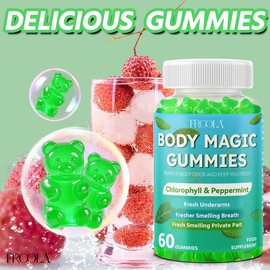 Frcola Body Magic Chlorophyll Gummies – Orchard Fruit Flavor, 60 Count | Supports Skin Health, Body Detox & Acts as Natural Internal Deodorant