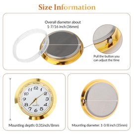 Gralara 1-7/16 inch (36 mm) Clock Insert Arabic Numerals Clock Face for Diameter 1-3/8 inch (35 mm) Hole for Office Clock Part Repair DIY, Aureate