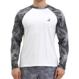 Mens UV Sun Protection Long Sleeve Shirts Rash Guard for Outdoor Fishing Hiking Swimming UPF 50+ (Color: Palm Shade, Size: X-Large)