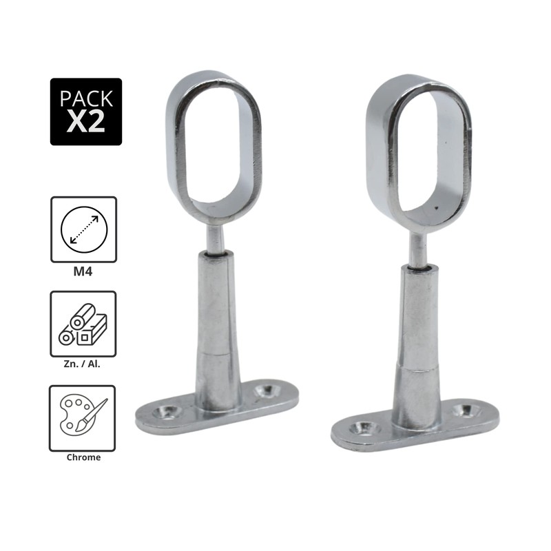 DOJA Barcelona Wardrobe Rail Oval Wall Mount Cabinet Rail Centre