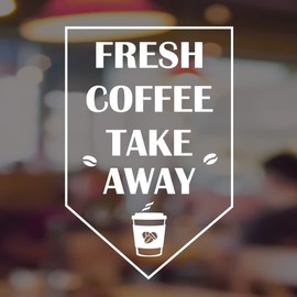 Fresh Coffee Takeaway Window Sticker, Cafe Wall Art Sign, Vinyl Decal, Vintage Graphics, Shop Plaque