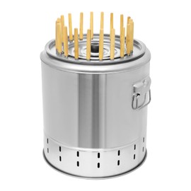 Portable Smokeless Barbecue Charcoal Barrel Grill,Stainless Steel Surround Charcoal Kebab Grill with 20 Skewers And Bbq 2-In-1 Design for Picnics,Camping,Traveling, Parties, Beaches,Gardens and More