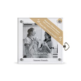 DEMDACO Meaningful Moments Collection Forever Friends 4 inch Square White Acrylic and Metal Picture Frame For Photos, Magnetic Charm Display, That's What Friends Are For