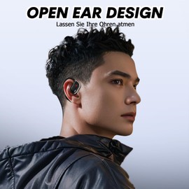 Open Ear Kopfhörer kabellos Bluetooth 5.4 mit 4 Mic Luftleitung Knochenschall Sportkopfhörer Wireless Air Bone Conduction Headphones Headset Bluetooth mit Bügel für Gym Joggen Laufen Radfahren