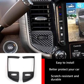 KELEIMAI Car Accessories Fit for Dodge RAM 1500 2025 2024 2023-2019 Center Console Navigation Side Panel Cover Trims Middle Air Vent Outlet Panel Molding Trims (Matte Carbon Fiber) 2PCS ABS