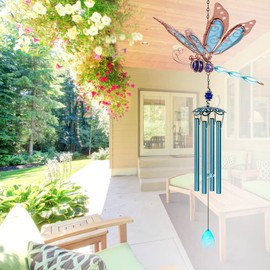 Luminous Dragonfly Wind Chime Kannino Chimes for Outside Memorial Outdoor with Wings Windchimes Garden Window Yard Patio or Festival Decor/Best Mothers and Women Gifts, blue