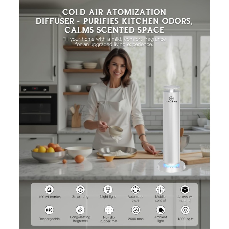 Namste Wireless Scent Machine,1800 Sq.Ft APP Control LED Light Ultra