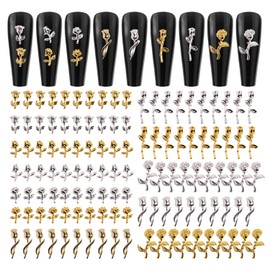 WOKOTO 120pcs 3d Rose Nail Charms Metal Nail Flowers Charms 3d Flowers For Nails Jewelry For Acrylic Nails Gold Silver Rose For Nail Art 3d Flower Charms Nail Jewels For Women Girls Nail 3d Charms