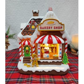MOMENTS IN TIME 10" H Polyresin LED & Musical Gingerbread Bakery Shop Battery (not Included)