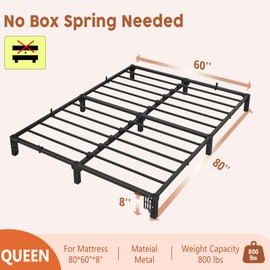 GAOMON Bed Frame Queen Size, 14 Inch Metal Platform, No Screws Needed, No Box Spring Needed, Heavy Duty, 800 Lbs Capacity, Tool-Free Assembly with Reinforced Iron Slats & Legs