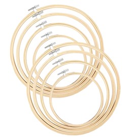 Yosugar Round Embroidery Hoop Set Made of Bamboo, 10 cm, 13 cm, 17 cm and 20 cm, Burr Free & Adjustable Embroidery Hoop for Cross Stitch and Hand Embroidery