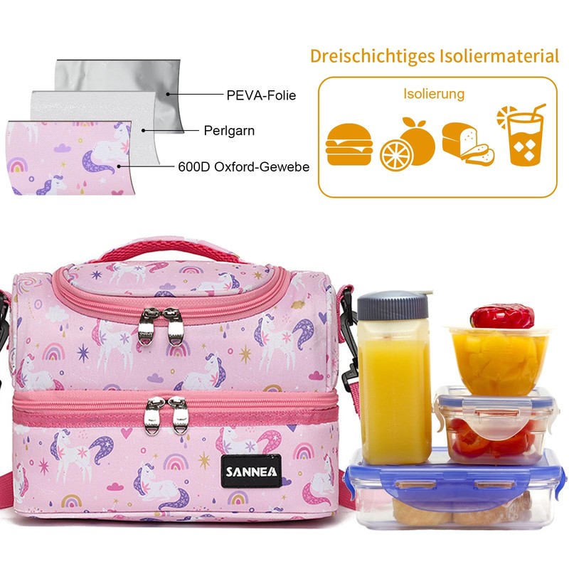 Smlper 7L Children's Cool Bag, Lunch Bag, Adjustable Shoulder Strap,