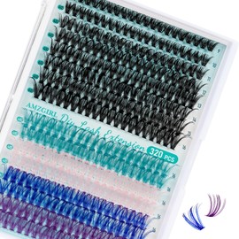 Lash Clusters 320PCS Eyelash Extension 40D Colorful Cluster Lashes Individual Lashes DIY Lash Extension Natural Look Cluster Eyelash Extensions False Eyelashes at Home for Beginners(D-Mix9-16mm)