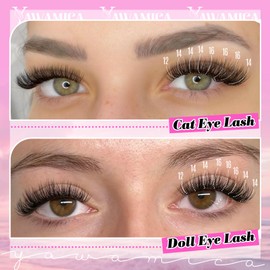 Yawamica Eyelash Clusters Natural Lash Extension 12-16mm Wispy Lash Clusters C Curl Individual Lashes Fluffy Cluster Eyelash Extensions False Eyelashes Clusters DIY Lash for Beginners