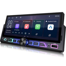 【SOOEMAKA】 Single Din Car Stereo with Wireless Apple Carplay Android Auto,6.9 in IPS Touchscreen Radio with Type-C Fast Charge(QC/PD 3.0),ChromaFlow LED,AHD Reversing,DSP,Voice Control (US)