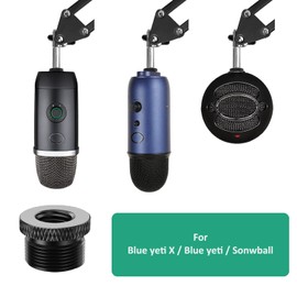 Rigych Blue Yeti Mic Screw Adapter 5/8 Male to 3/8 Female, Metal Screw Thread Adapter for Blue Yeti X/Blue Yeti/Snowball Mic Boom Arm Stand, 8 Pcs (Black)