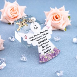 Yoxiumi Christian Gifts for Women Angel Gifts for Women Religious Christian Catholic Baptism Angel Keychain Bulk Gift for Prayer Female Inspirational Bible Verse Church Keychain Angeles Decoration