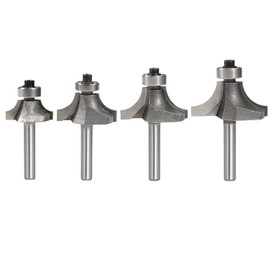 1/4 Inch Shank Round-Over Router Bits Corner Rounding Edge-Forming Roundover Beading Router Bit Set - 1/8" 1/4" 5/16" 1/2" Radius 4 Pcs
