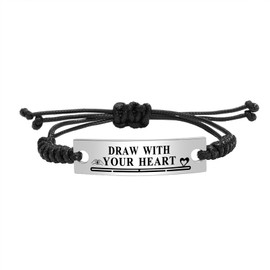 Kisseason Artist Gift Painter Gift Bracelet Draw With Your Heart Bracelet Artistic Jewelry Men Women Future Artist Gift Art Painter Student Graduation Gift