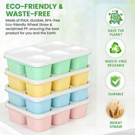 Caperci 4 Pack Bento Snack Box Containers for Adults & Kids - Reusable Adult Lunchable Containers with 5 Compartments for School, Work, and Travel, Wheat Straw, BPA-Free (Vintage Colors)