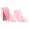 QUARKZMAN Burlap Ribbon Fabric Wired Edge Ribbons Pink 1-1/2 Inch