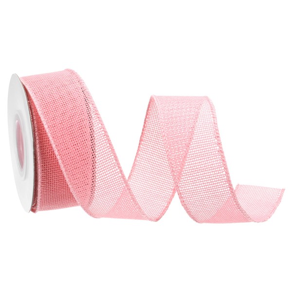QUARKZMAN Burlap Ribbon Fabric Wired Edge Ribbons Pink 1-1/2 Inch