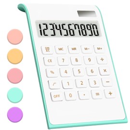 Teal Calculator, Green Office Supplies and Accessories, 10 Digit Solar Base Office Calculator, Desktop Calculator with Dual Power Function and Large LCD Display, Teal Office Supplies