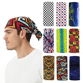 Scott Edward 9pcs Bandanas Mujer Hombre UV Protection Hair Cubre Cuello para el Sol elástico Magia Bufanda Bandana Venda de Deportes para Senderismo,M