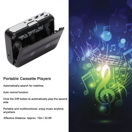 Bluetooth Cassette Player, Portable Cassette Player with 3.5 mm Jack, Bluetooth Output to Headphone/Speaker, Walkman Tape Player with Automatic Rewind Function (Black)