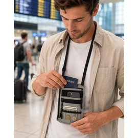 RFID Blocking Travel Neck Wallet for Passports – Lightweight Hidden Pouch with Adjustable Strap for Airports & Trips