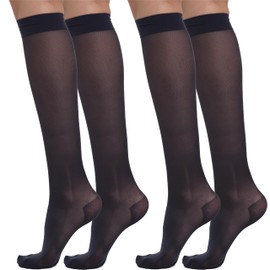 BeOnTop Compression Stockings Women's 70 Denier Knee Socks 17-18 mmHg, Support Stockings Women's Comfort Support Line Compression Socks, Socks Women by Gambetti - Made in Italy, Black Pack of 2