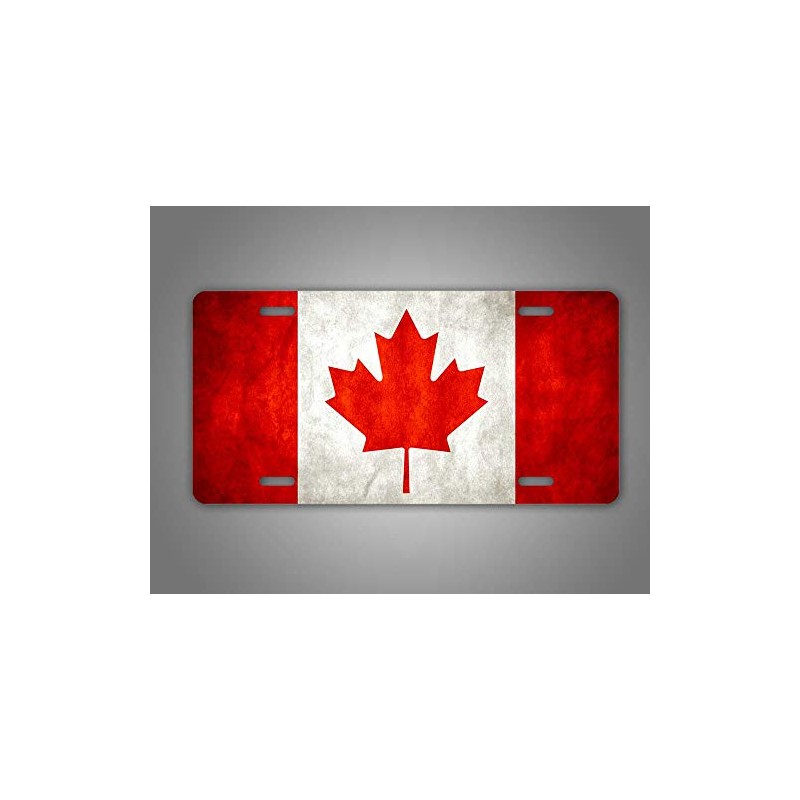 Canada Flag License Plate Maple Leaf Red & White Canadian