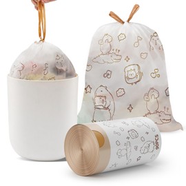 Small Trash Bags, 4 Gallon Trash Bags Drawstring 90 Count, Printed with a Cute and Beautiful Kapibala Pattern Garbage Bags, Suitable for Office, Bathroom, Bedroom and Kitchen Household Garbage Can