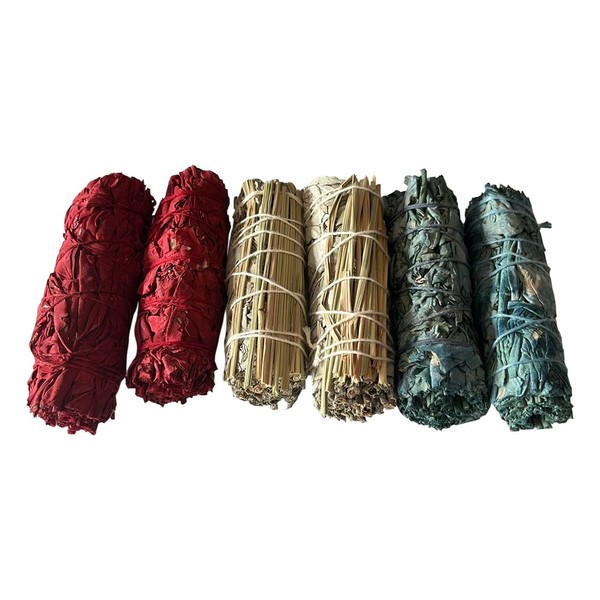 2x Dragon's Blood White Sage 4" Smudge Sticks, 2x Nag