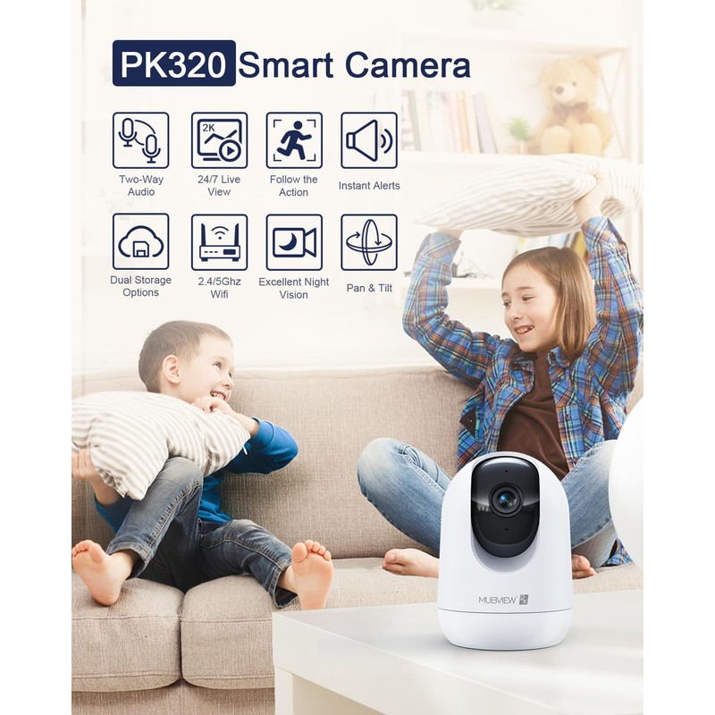 Indoor Security Camera 2K, Pet Camera with Phone App, WiFi