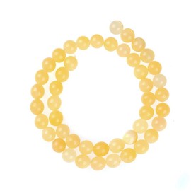 Natural Stone Beads 8mm Yellow Jade Stone Gemstone Round Loose Beads Crystal Energy Stone Healing Power for Jewelry Making DIY,1 Strand 15"