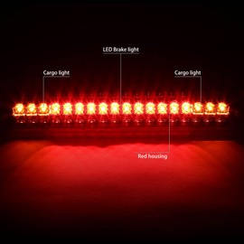 DNA MOTORING 3BL-C1088-LED-RD Red Lens LED Third Tail Brake Light [Compatible with 88-00 C1500 C2500 C3500 / K1500 K2500 K3500]