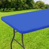 Smiry Rectangle Tablecloth, Elastic Fitted Flannel Backed Vinyl Tablecloths for 5ft Folding Tables, Waterproof Wipeable Table Covers for Indoor, Outdoor, Picnic and Camping (Blue, 36"x60")