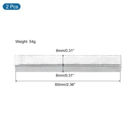 uxcell 2Pcs Door Spindle Bar, 60mm Long Square Spindle Door, Iron Door Knob Spindle Door Lock Replacement Parts for Most Type Door Knobs, Silver