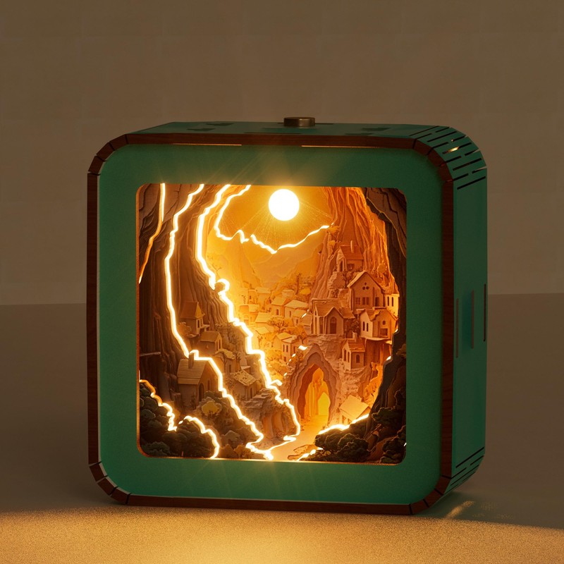 FoxiSteam 3D Wooden Puzzle Night Light - Sunset Town DIY