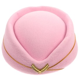 Toyvian Stewardess Hat Stewardess Costume Wool Stewardess Hat Flight Attendant Hat for Holiday Cosplay Party Hats Women Vintage Pink Stewardess Aviator Hat