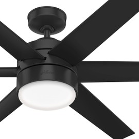 Hunter Fan 60 inch Casual Matte Black Outdoor Ceiling Fan with LED Light and Remote Control for Patios, Bedroom, Living Room/Family Room, Dining Room, Kitchen, Office (Renewed)