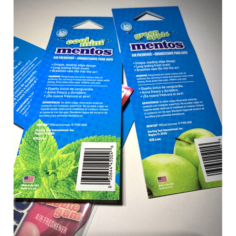 MENTOS Car Freshener Cherry, Cool Mint, Bubble Gum, Apple Hanging