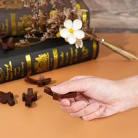 5Pcs Cross My Heart, Encouragement Gifts, Wooden Pocket Cross, Handheld Wooden Cross, Clinging and Praying, Fingertip Stress Relief Religious Gifts