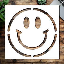 Happy Face Stencil 12x12 Inch – Reusable Mylar Template for Painting, DIY Crafts, Wall Art & Creative Projects